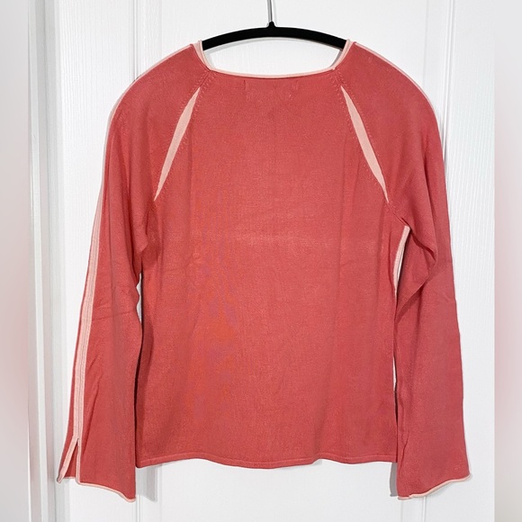Y2K Tommy Hilfiger Flare Sleeve Contrast Knit Raglan Sweater Vintage Pink L - Picture 3 of 10